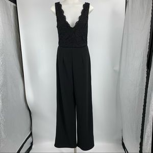 Francesca’s Black Jumpsuit V-Neck Top w/ Lace